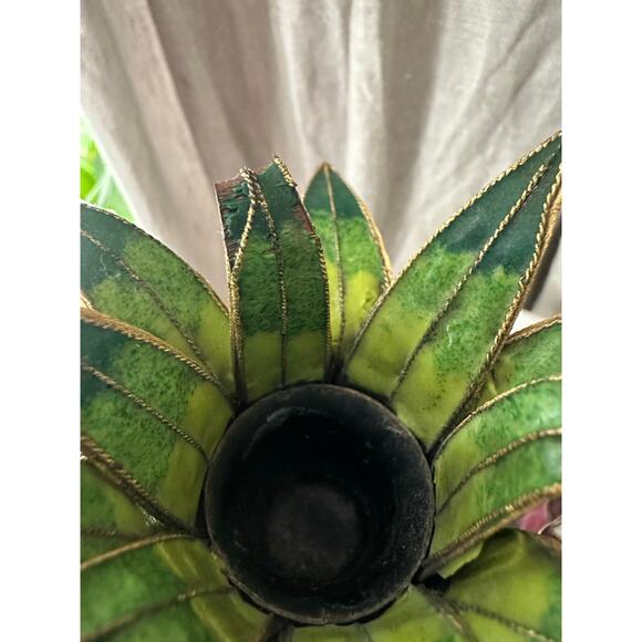 2 Vintage Cloisonné Enameled Pineapple Candlestick Holders Hollywood regency set - Picture 5 of 16